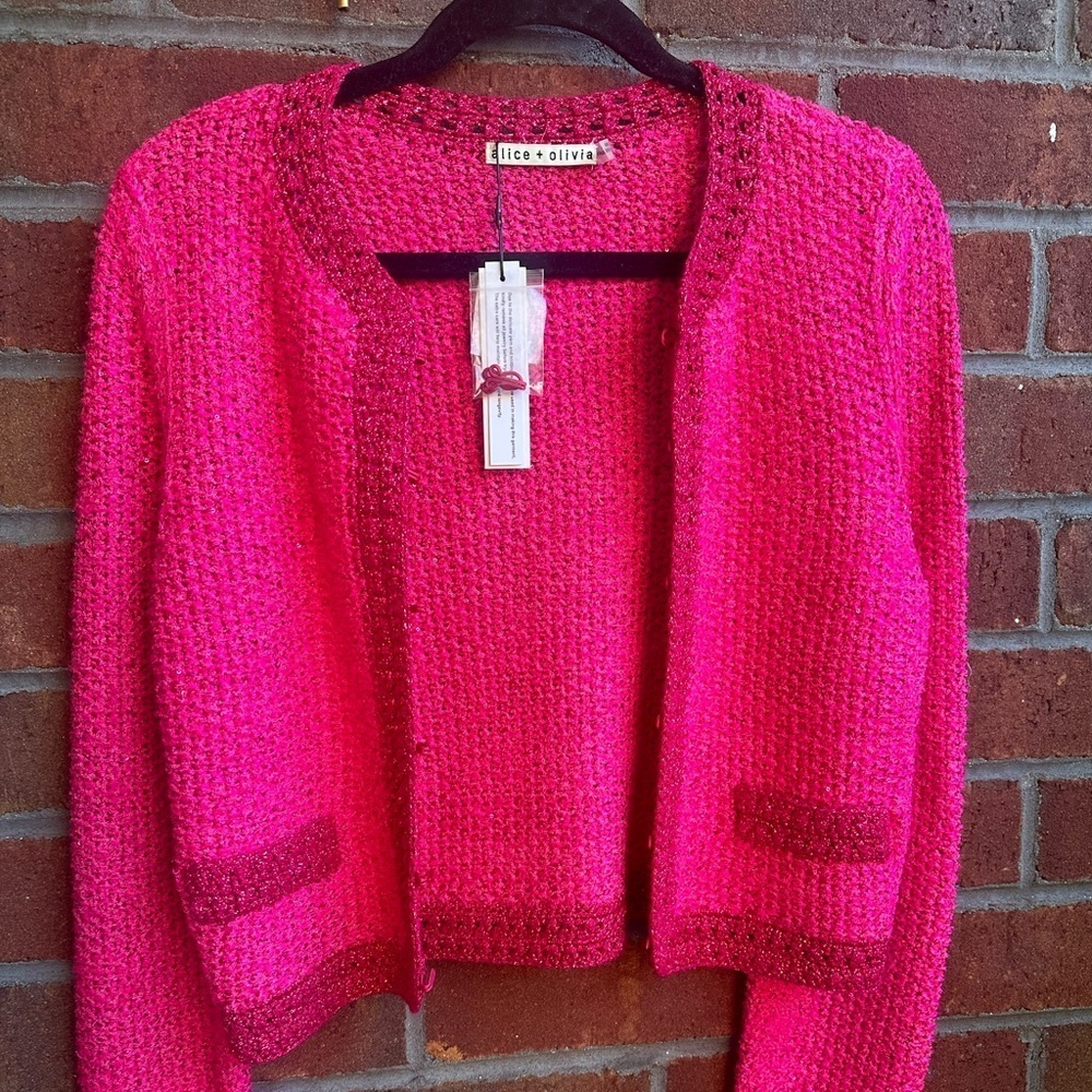 ALICE + OLIVIA Noella Pink Cardigan - Picture 6 of 10
